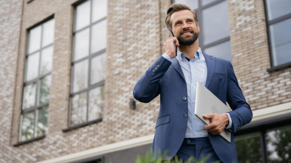 Outbound sales professional calling a prospective client