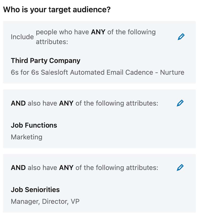 R1 LinkedIn Audience filters