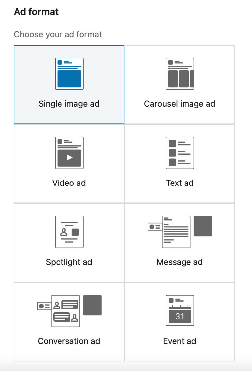 R1 LinkedIn ad format